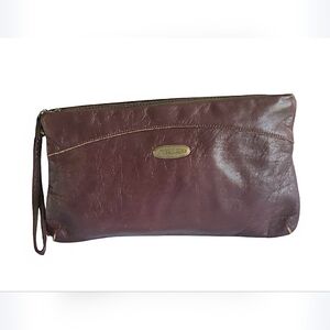 Michael Of Boston VINTAGE Handbag Burgundy Leather Small Clutch Wristlet
